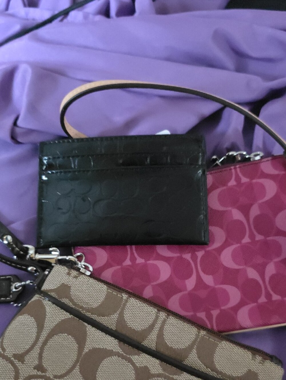 COACH Pink Signature Wristlet with Tan Signature Pouch - Picture 11 of 11